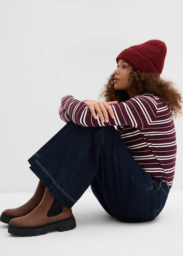 Wide Leg-jeans High Waist, komfortlinning, bonprix