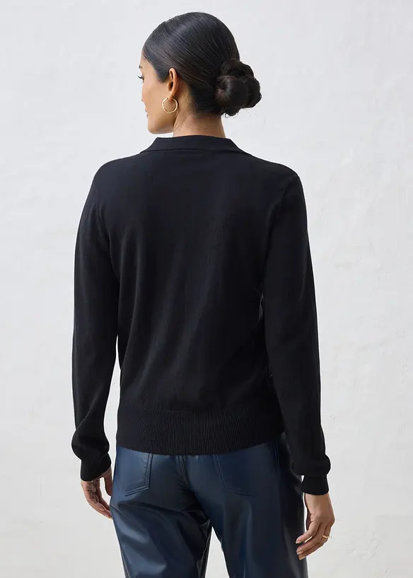 Genser med silke og krage, bonprix