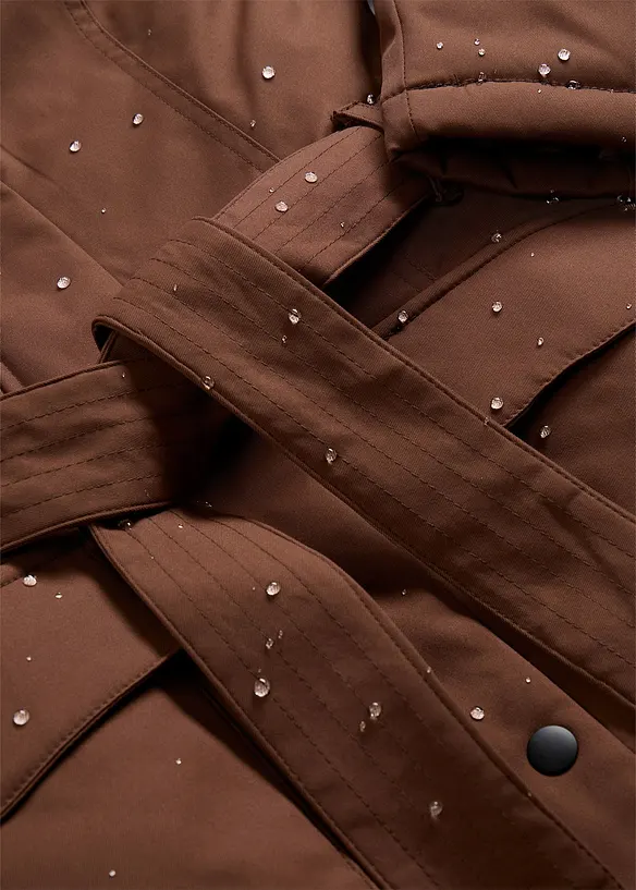 Kort, vannavvisende k&aring;pe med belte, leopardm&oslash;nstret f&ocirc;r, bonprix