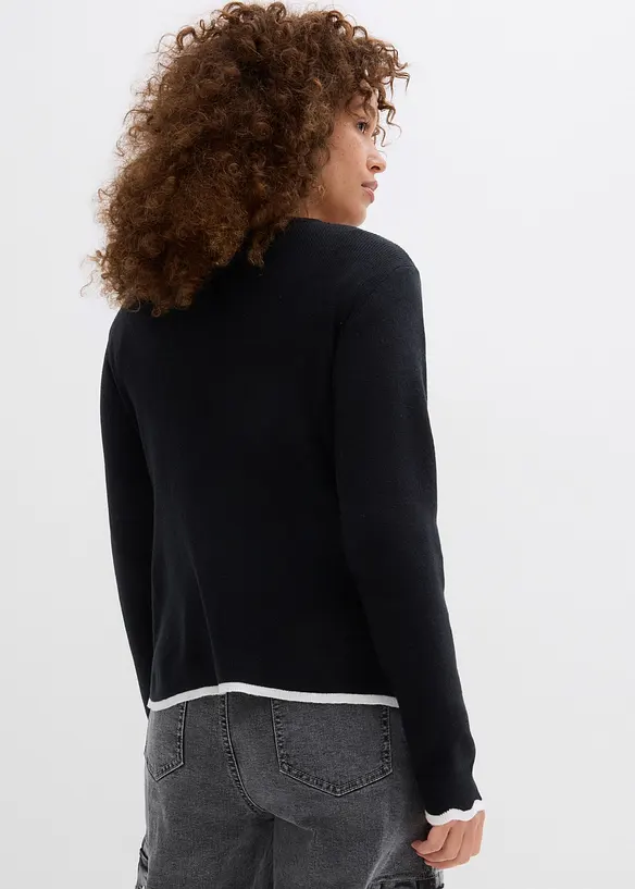 Strikket genser med kontrastfarge p&aring; kantene, bonprix