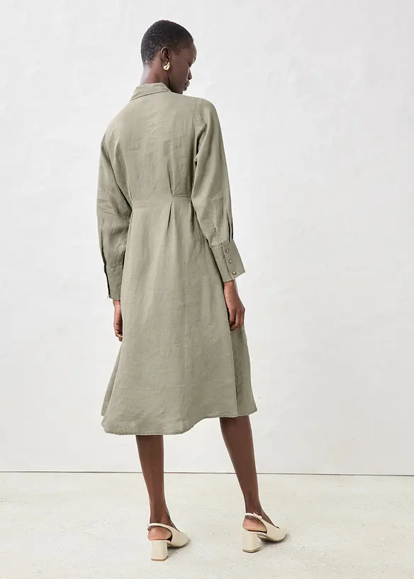 Skjortekjole i lin, bonprix