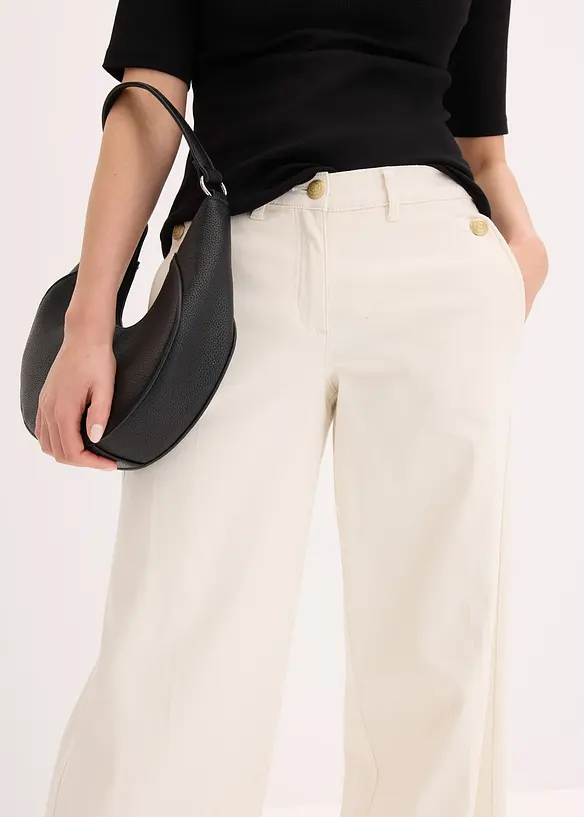 Wide Leg-bukse med stretch, bonprix