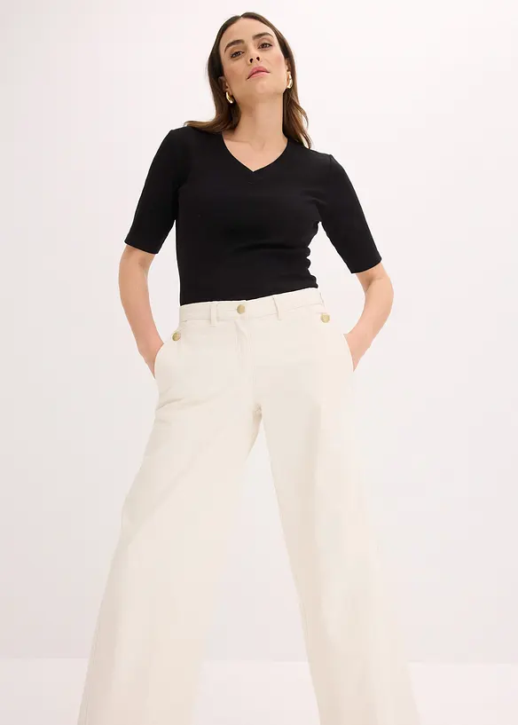 Wide Leg-bukse med stretch, bonprix