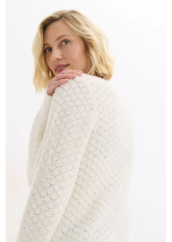 Genser med hullm&oslash;nster og fj&aelig;rgarn, bonprix