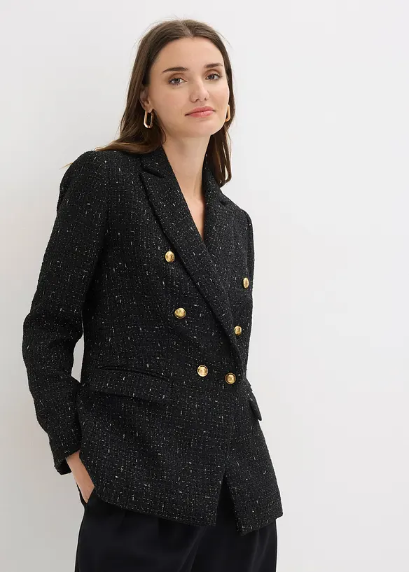 Dobbelkneppet boucl&eacute;-blazer, bonprix