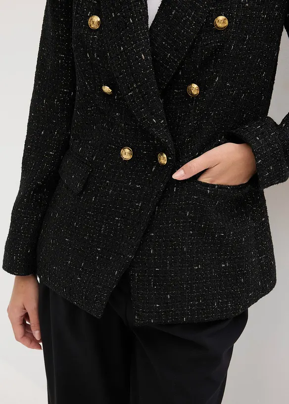Dobbelkneppet boucl&eacute;-blazer, bonprix
