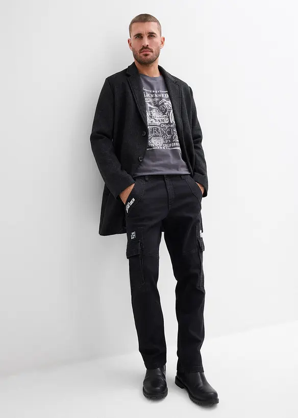 Relaxed fit-cargojeans med stretch og komfortlinning, Straight, bonprix