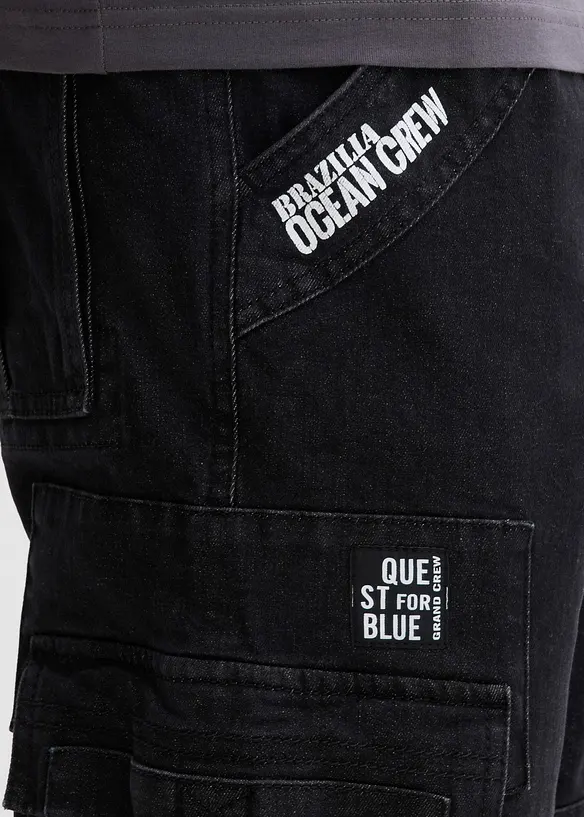 Relaxed fit-cargojeans med stretch og komfortlinning, Straight, bonprix