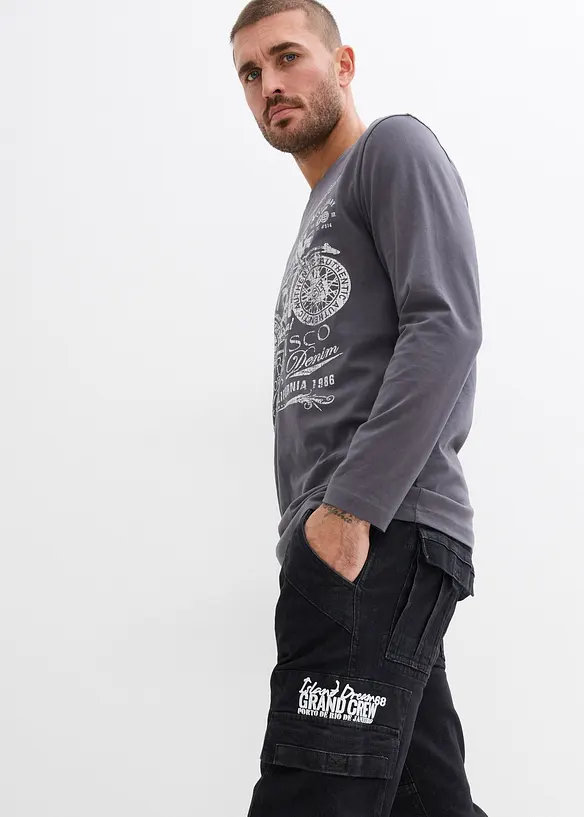 Relaxed fit-cargojeans med stretch og komfortlinning, Straight, bonprix