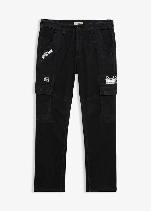 Relaxed fit-cargojeans med stretch og komfortlinning, Straight, bonprix