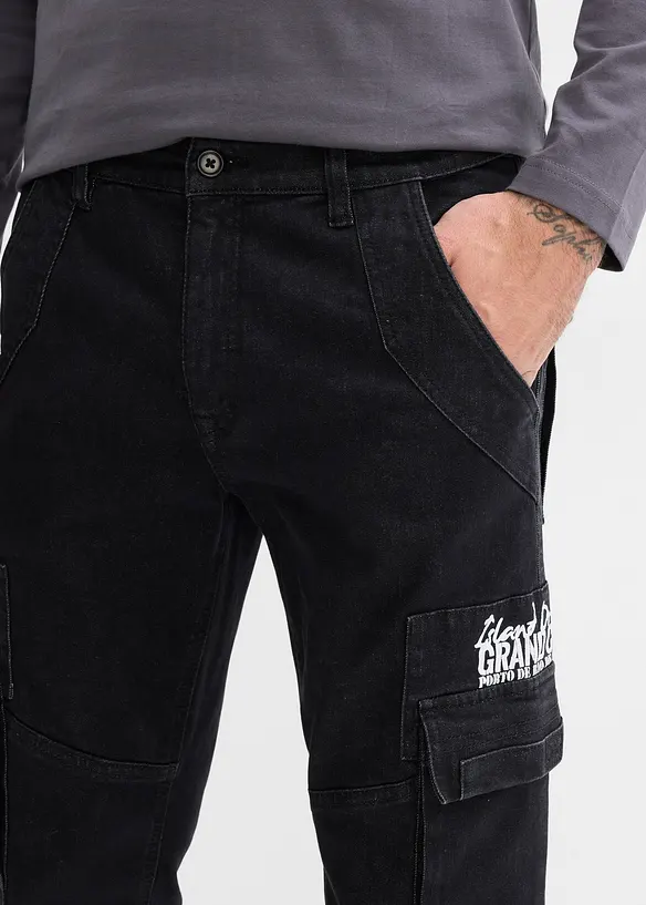 Relaxed fit-cargojeans med stretch og komfortlinning, Straight, bonprix