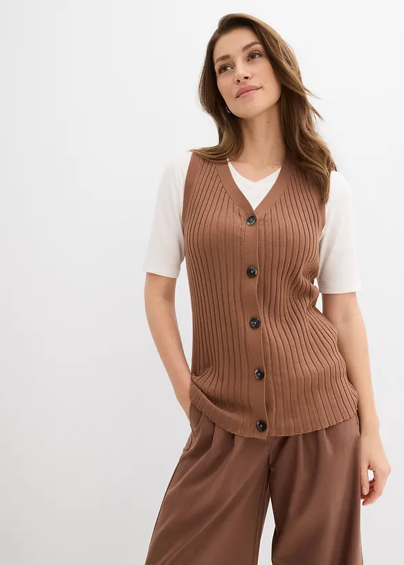 Vest i ribbestrikk, bonprix