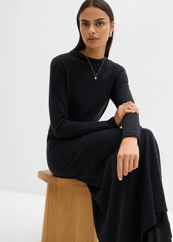 Maxikjole i finstrikk med kasjmir, bonprix