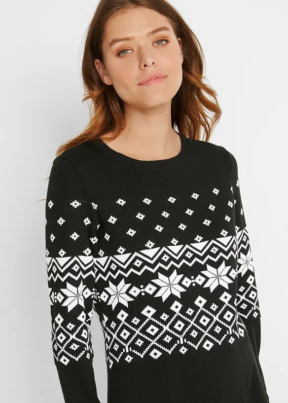 Strikket kjole med koftem&oslash;nster, bonprix