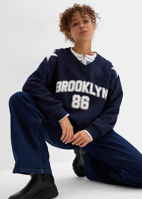 Oversized sweatshirt i myk bomullsmiks, bonprix