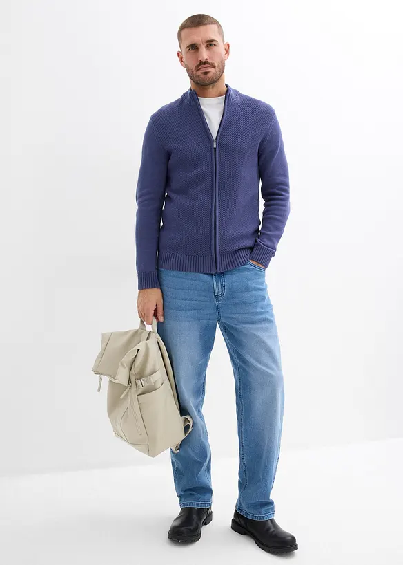 Finstrikket cardigan i 100% bomull, bonprix