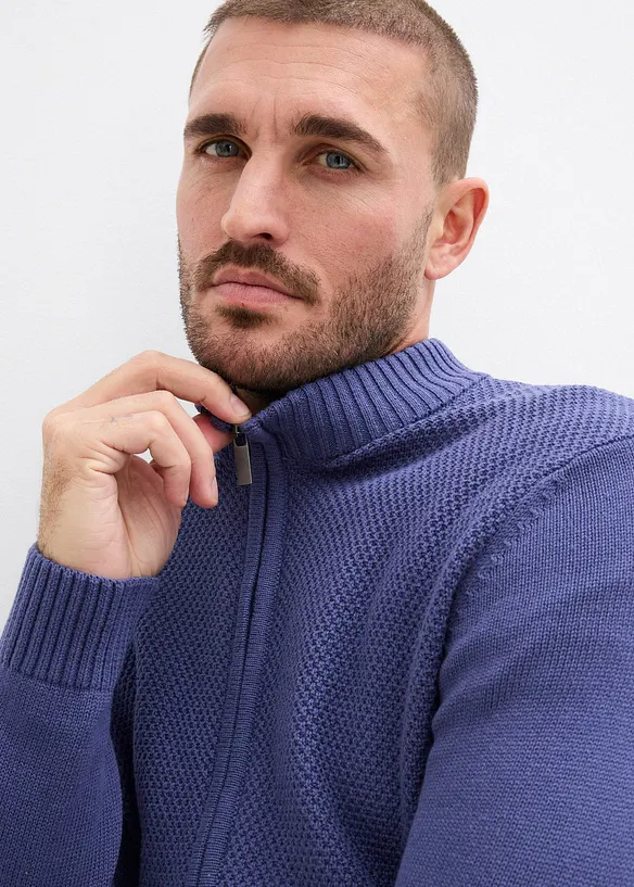 Finstrikket cardigan i 100% bomull, bonprix