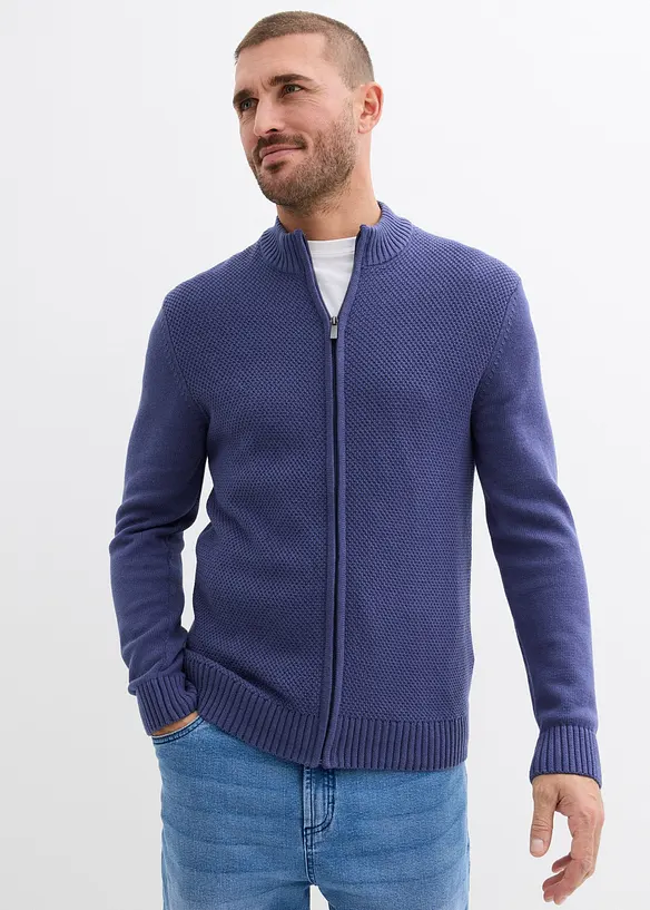 Finstrikket cardigan i 100% bomull, bonprix