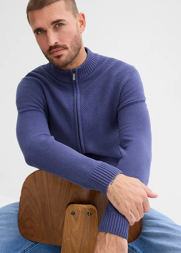 Finstrikket cardigan i 100% bomull, bonprix