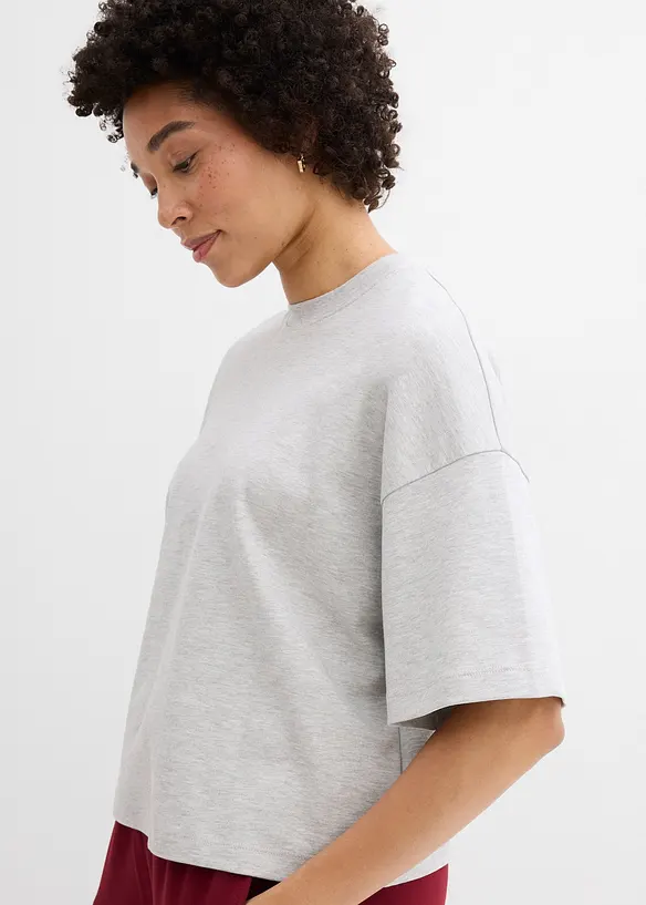 Kort, oversized topp i formstabil, 100% &oslash;kologisk bomull, bonprix