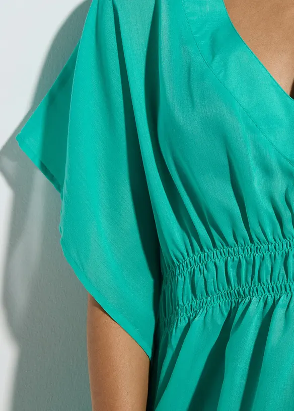 Transparent strandtunika med V-hals, bonprix