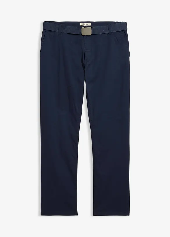 Regular Fit-chinos med belte og komfortlinning, Straight, bonprix