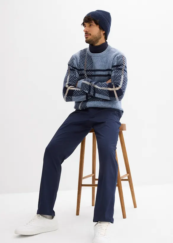 Regular Fit-chinos med belte og komfortlinning, Straight, bonprix