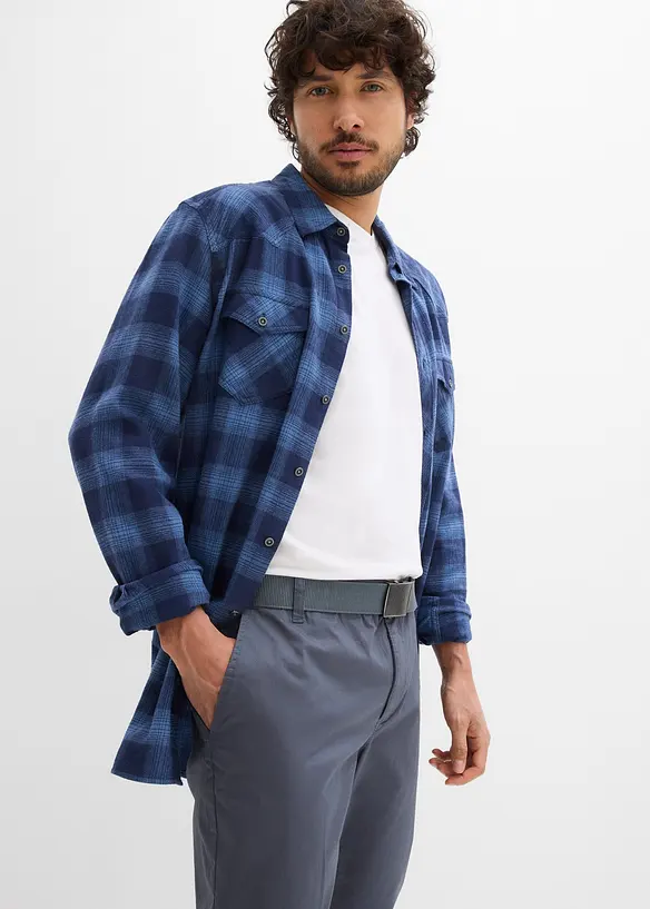 Regular fit-chinos med belte og elastisk linning, Straight, bonprix