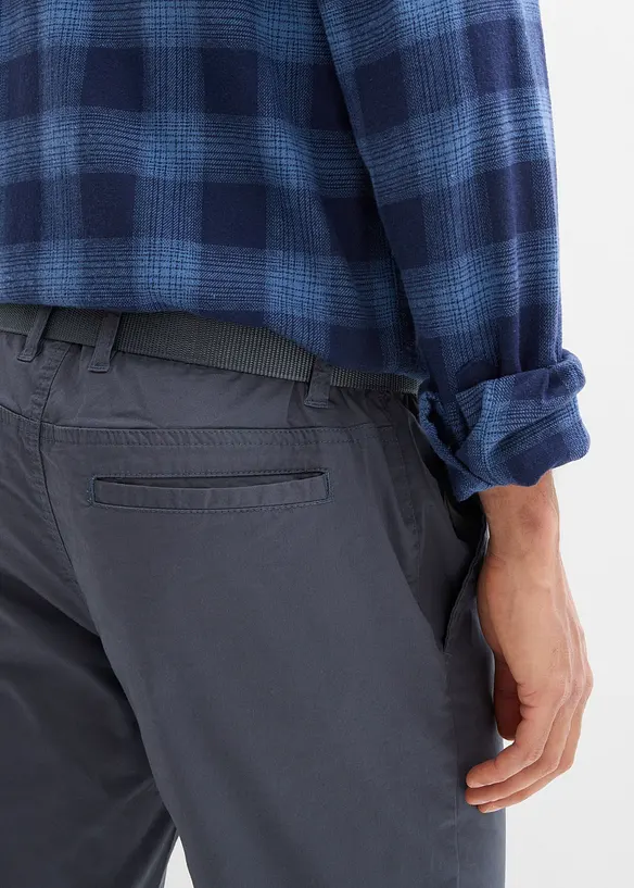 Regular fit-chinos med belte og elastisk linning, Straight, bonprix