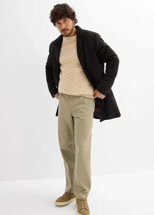 Relaxed Fit stretchbukse med komfortlinning, Straight, bonprix