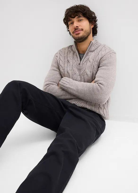 Relaxed fit-bukse med stretch og elastisk linning, Straight, bonprix