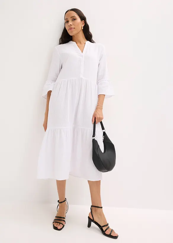 Maxikjole i myk musselin, bonprix