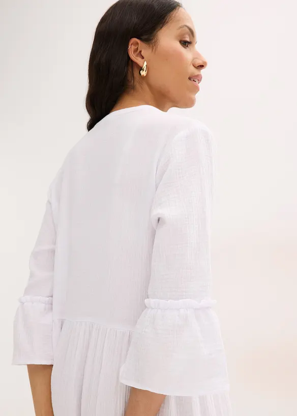 Maxikjole i myk musselin, bonprix