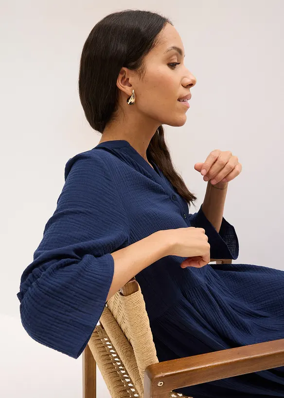 Maxikjole i myk musselin, bonprix