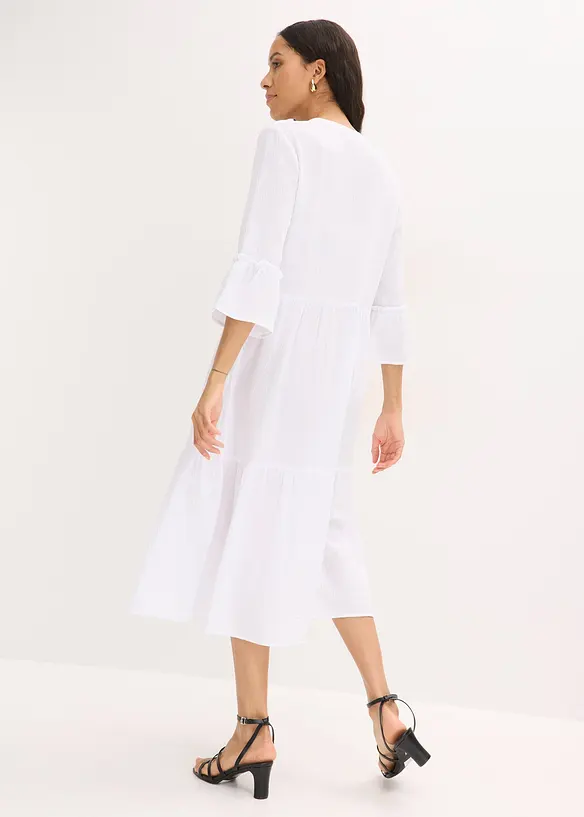 Maxikjole i myk musselin, bonprix