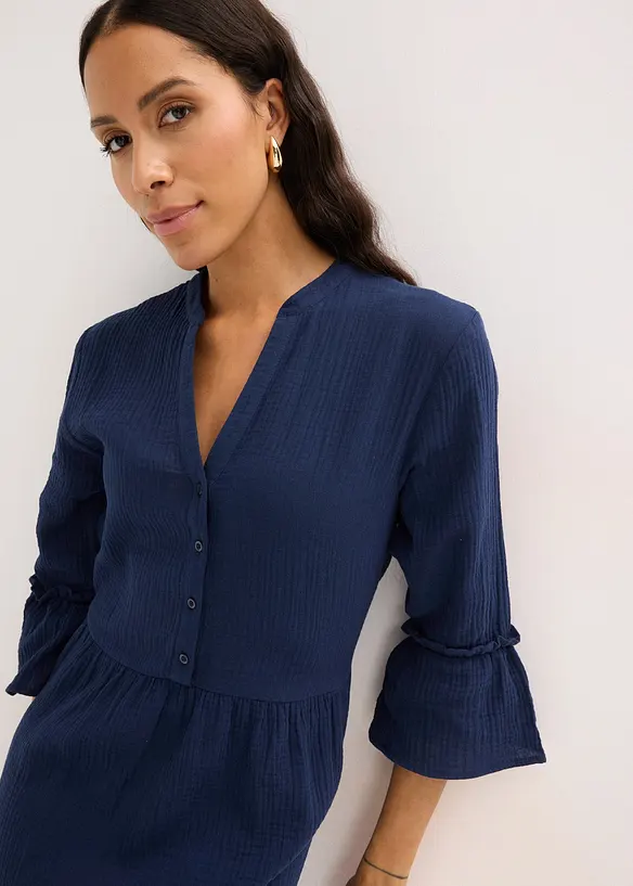 Maxikjole i myk musselin, bonprix