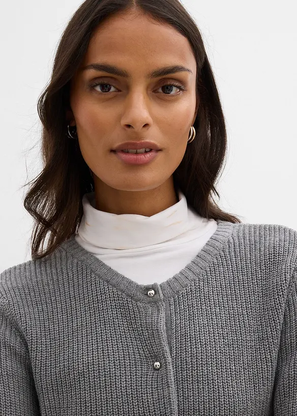 Cardigan med ull og fine knapper, bonprix