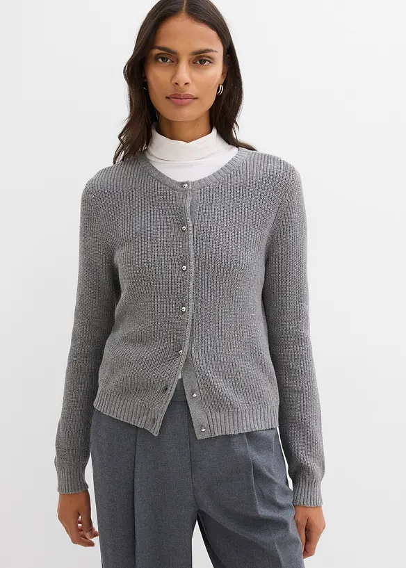 Cardigan med ull og fine knapper, bonprix