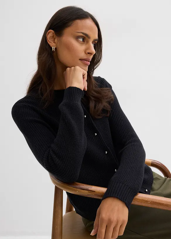 Cardigan med ull og fine knapper, bonprix