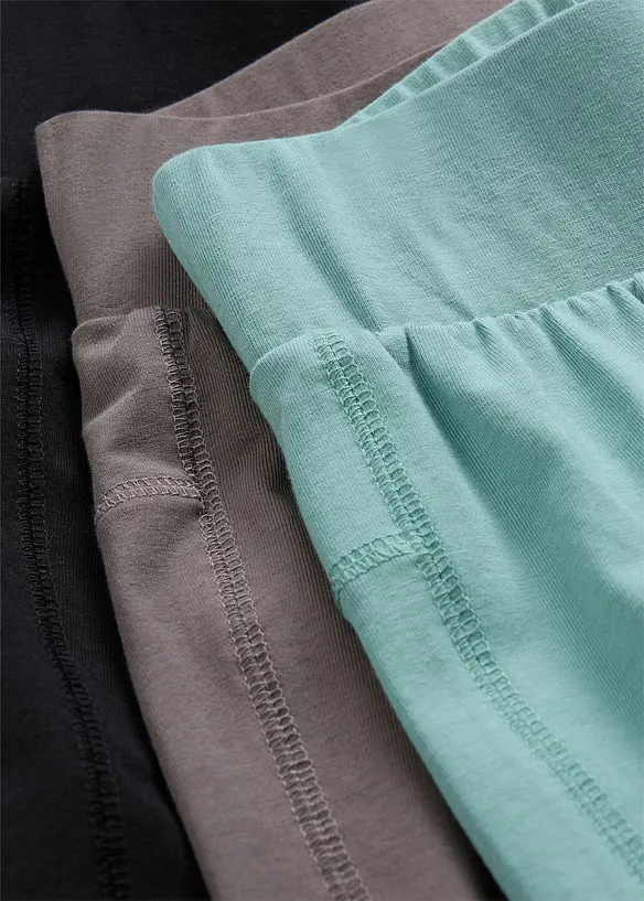 Leggings i elastisk, &oslash;kologisk bomullsmiks (3-pack), bonprix