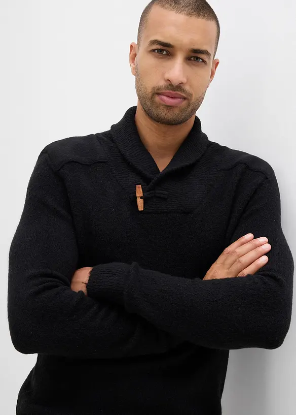 Finstrikket genser med sjalkrage, bonprix