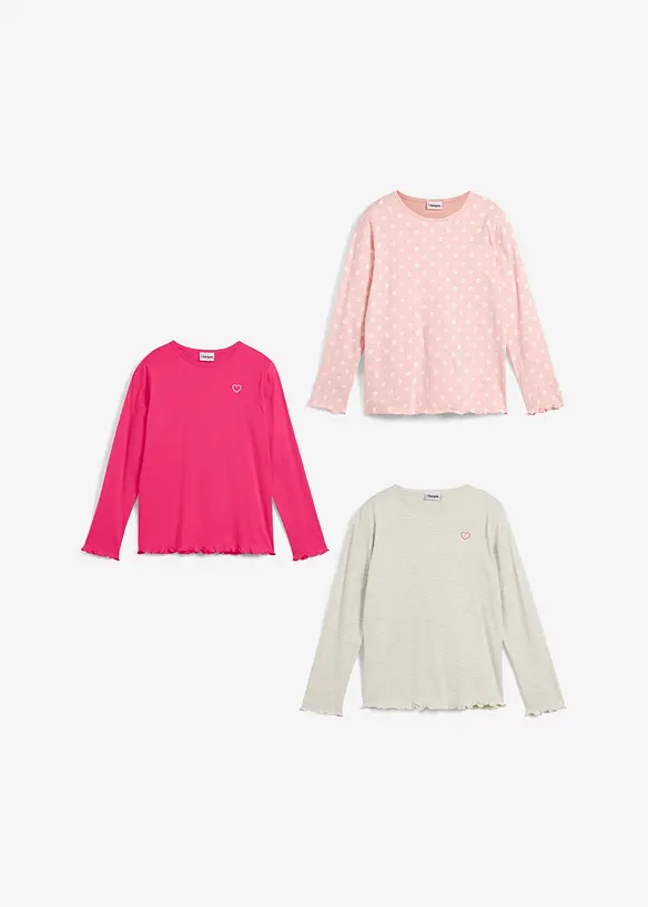 Langermet topp av &oslash;kologisk bomull (3-pack), bonprix