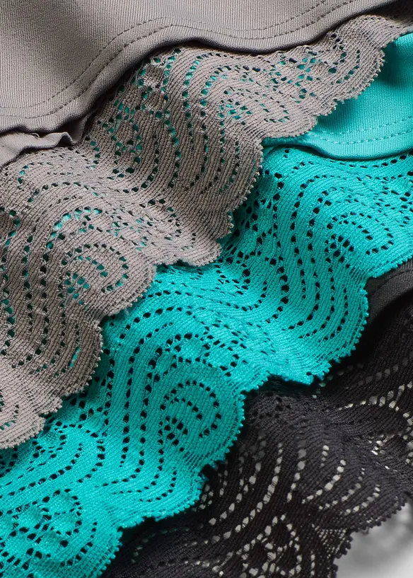 Hipstertruse med blonder (4-pack), bonprix