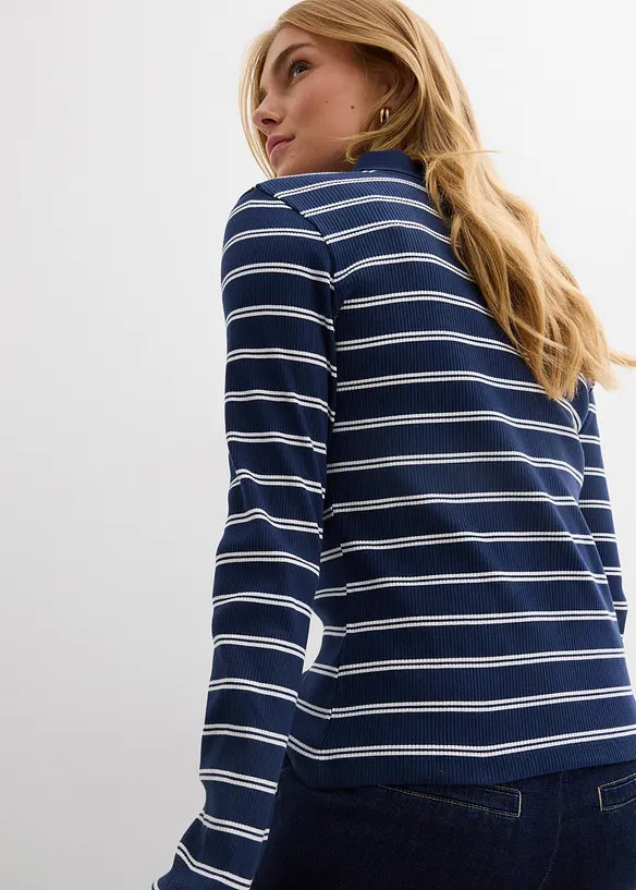 Ribbet poloskjorte, bonprix