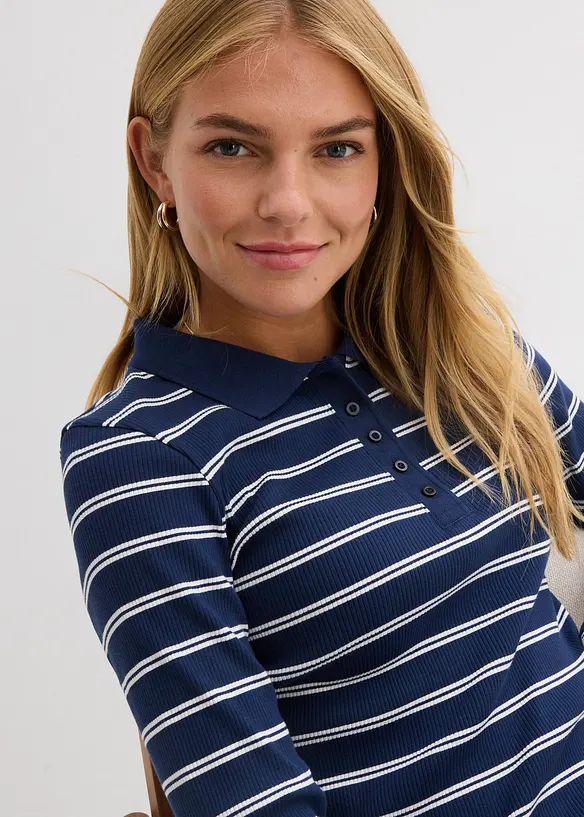 Ribbet poloskjorte, bonprix