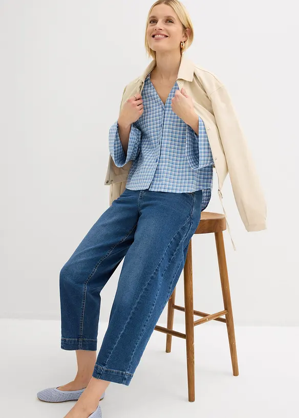 Barrel jeans, Mid Waist, cropped, bonprix