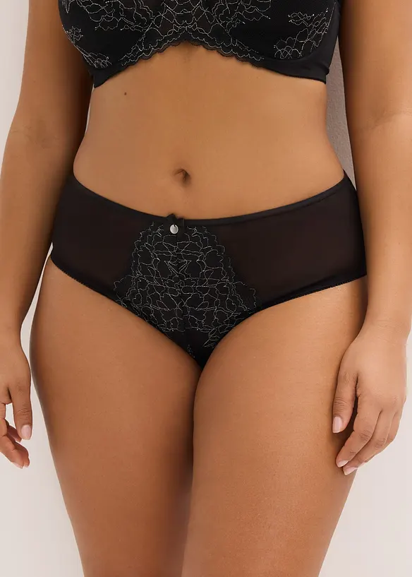 Truse med h&oslash;y midje og nydelige blonder, bonprix