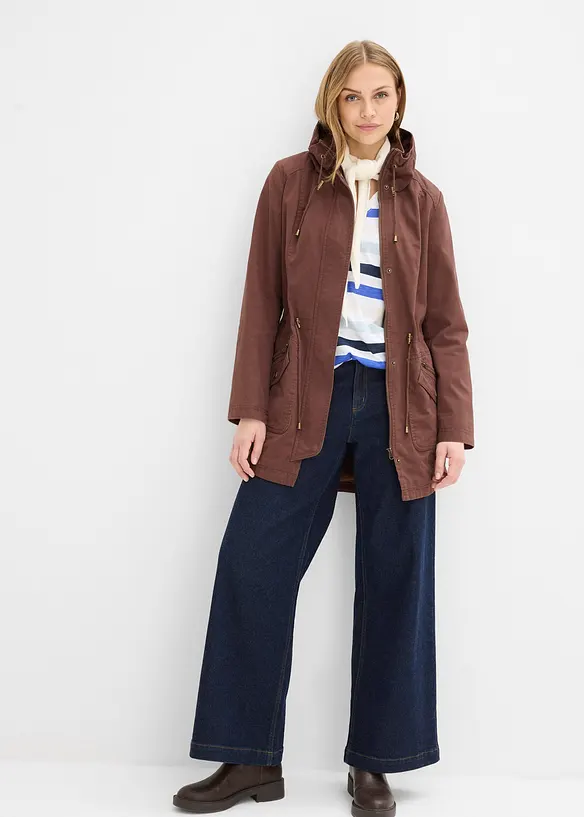 Kort bomullsparkas med st&aring;krage, innsvinget, bonprix