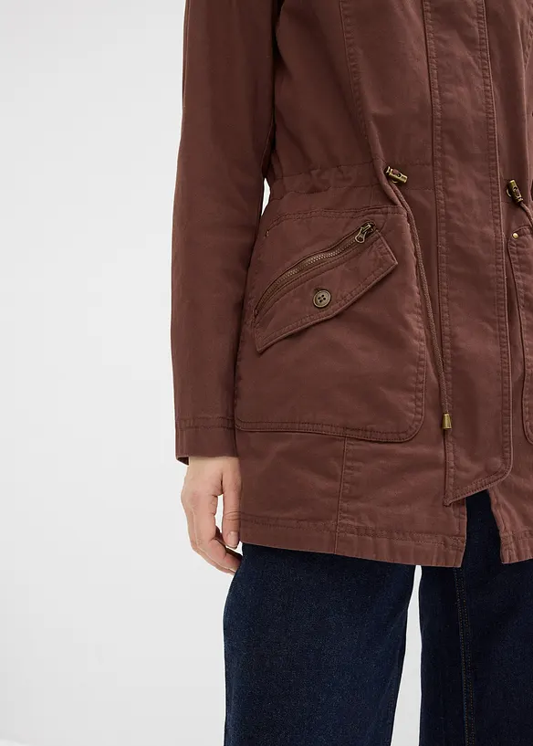 Kort bomullsparkas med st&aring;krage, innsvinget, bonprix