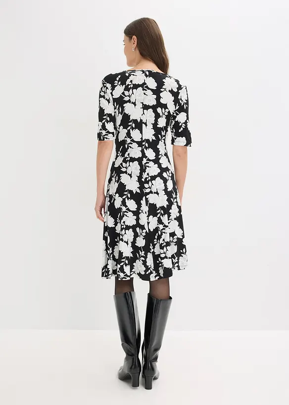 M&oslash;nstret jerseykjole med drapering, bonprix